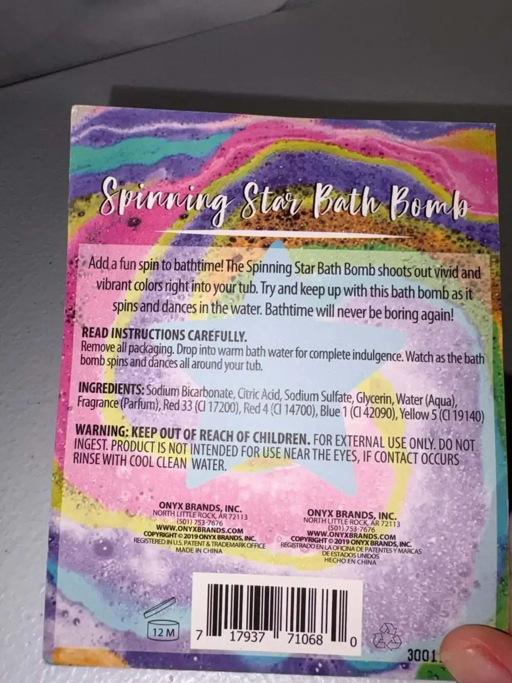 Onyx Bathhouse Kids Spinning Star Bath Bomb Cotton Candy Scented 2.5 oz